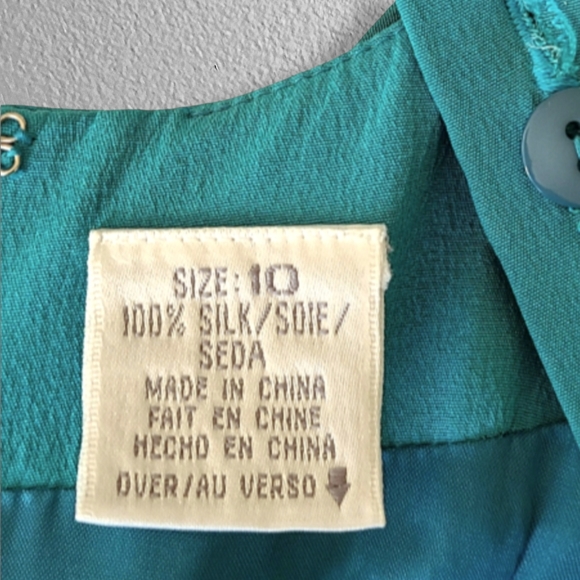 Vintage Liz Claiborne Teal Sweetheart Neckline Midi Dress - Picture 4 of 10